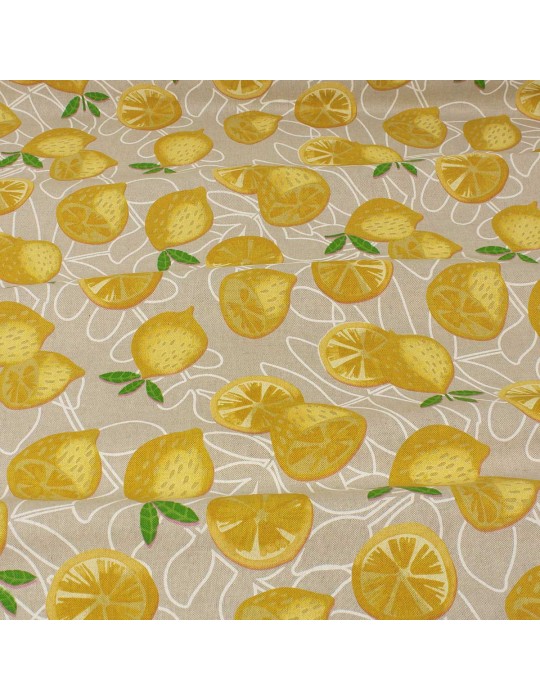Tissu demi panama citron beige