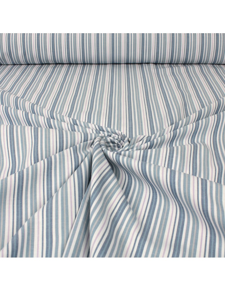 Tissu cretonne imprimé rayures bleu blanc Tissu cretonne imprimé rayures bleu blanc