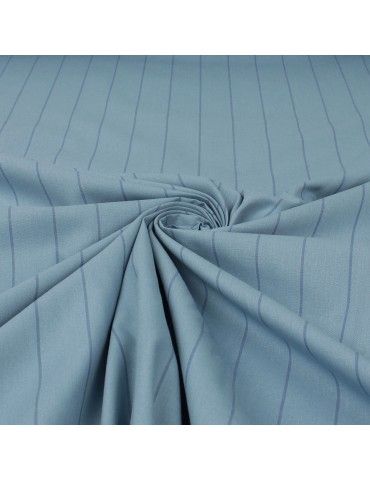 Tissu cretonne imprimé rayures bleu