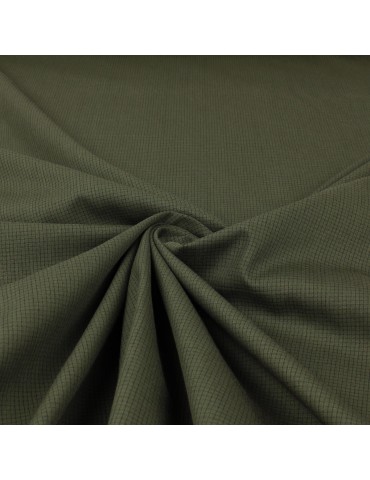 Tissu cretonne imprimé quadrillage kaki