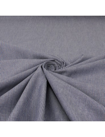 Tissu cretonne imprimé mini rayures bleu