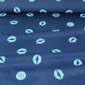 Tissu Cretonne imprimé bouche bleu Tissu Cretonne imprimé bouche bleu