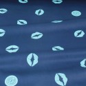 Tissu Cretonne imprimé bouche bleu Tissu Cretonne imprimé bouche bleu