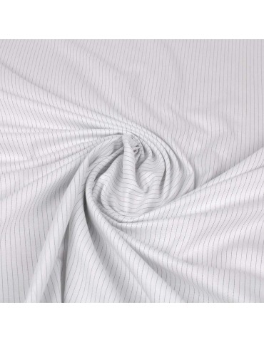 Tissu Cretonne rayure/pointillé blanc