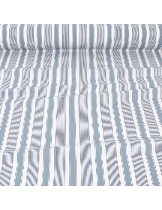Tissu cretonne rayure/bande blanc