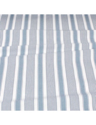 Tissu cretonne rayure/bande blanc
