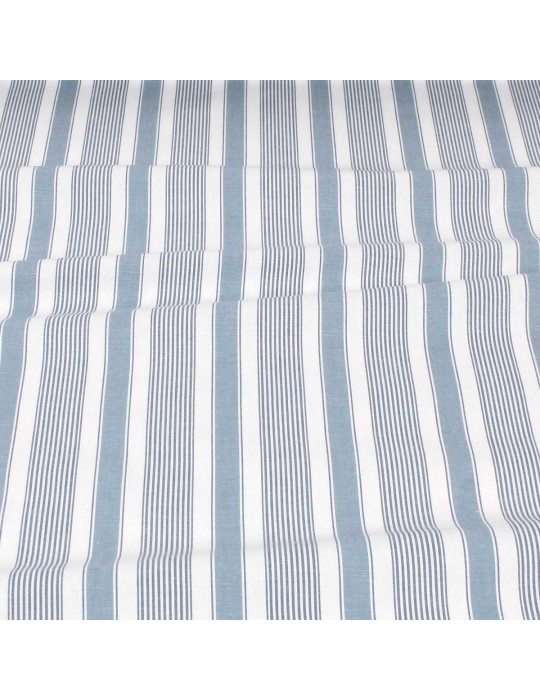 Tissu cretonne rayure/bande blanc