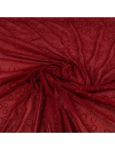Tissu résille pailleté rouge