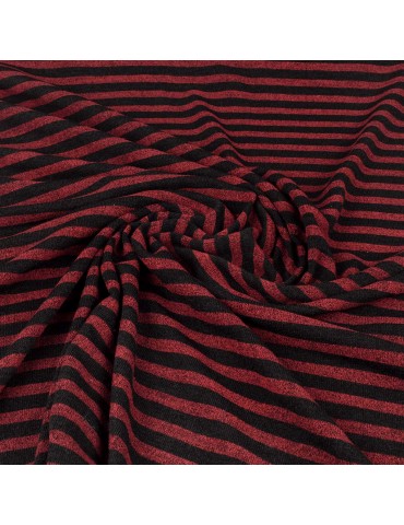 Tissu jersey rayé carmin/noir