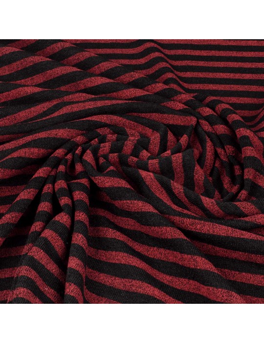 Tissu jersey rayé carmin/noir