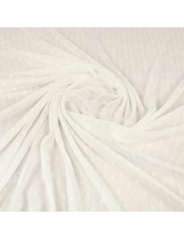Tissu polyester plumetis blanc/argent
