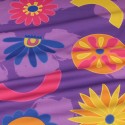 Tissu cretonne imprimé fleurs violet