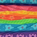 Tissu cretonne imprimé fleurs géométrique multicolore