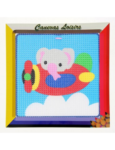 Kit canevas enfant gros point 15x15cm multicolore