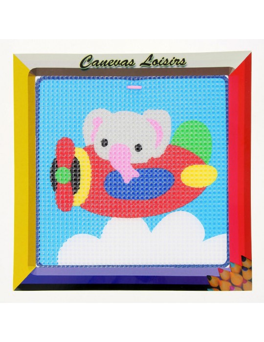 Kit canevas enfant gros point 15x15cm multicolore