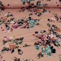 Tissu jersey imprimé oeillets rose