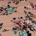 Tissu jersey imprimé oeillets rose