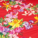 Tissu jersey imprimé fleurs rouge