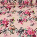 Tissu jersey imprimé oeillets rose/violet