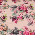 Tissu jersey imprimé oeillets rose/violet