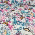 Tissu jersey imprimé papillon bleu/rose