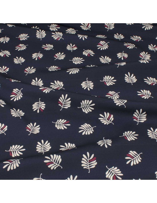 Tissu polyester imprimé marine/blanc