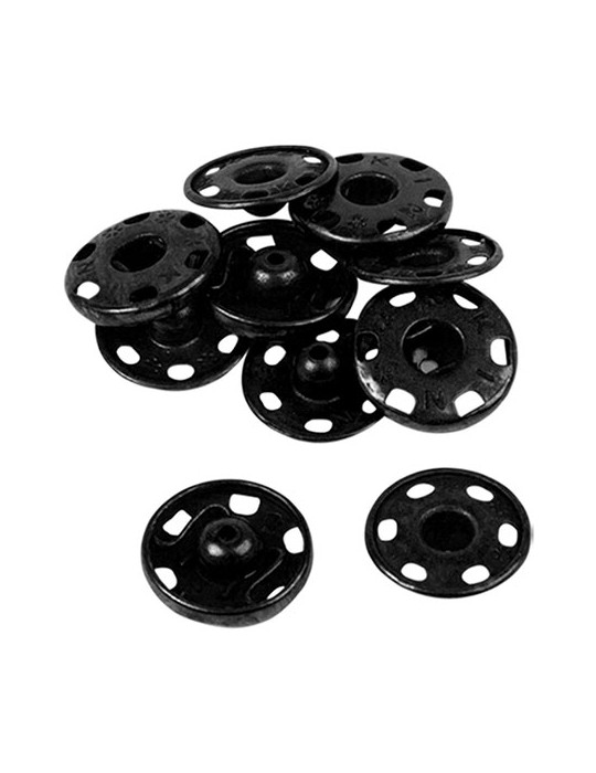5 boutons pression à coudre noirs 18 mm