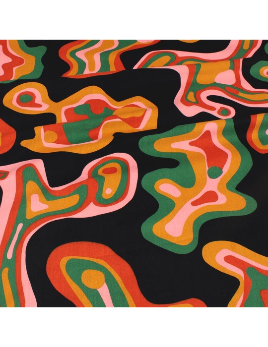 Tissu coton imprimé abstrait noir