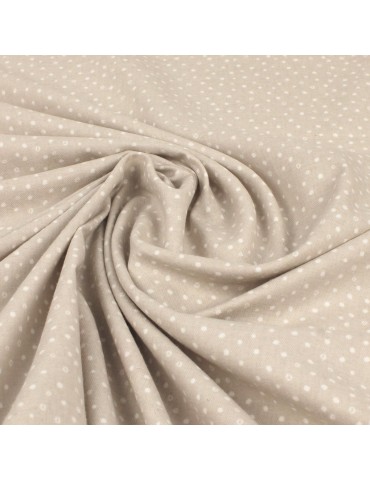 Tissu cretonne à pois beige