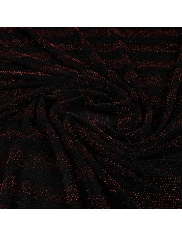 Tissu jersey brillant noir/rouge
