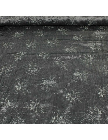 Tissu viscose fleurs noir/kaki