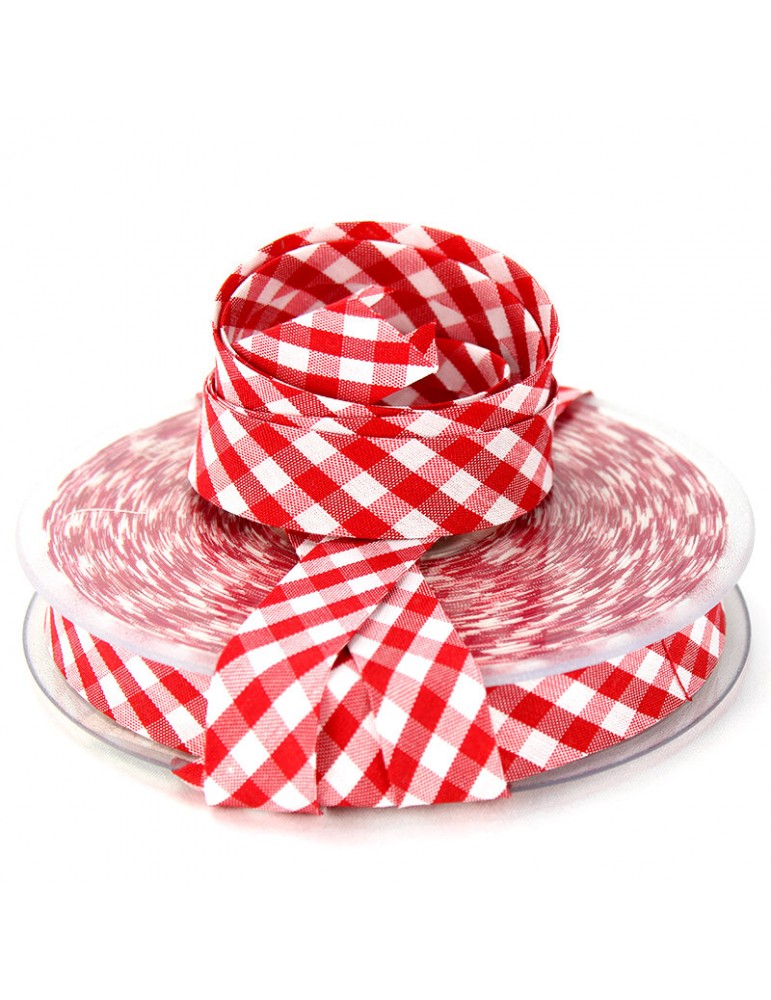 Biais vichy tissé 20 mm rouge Biais vichy tissé 20 mm rouge