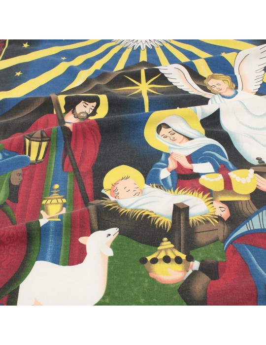 Panneau cretonne crèche de Noël 55 x 150 cm