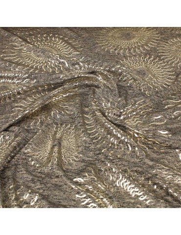 Tissu jersey foil beige/doré