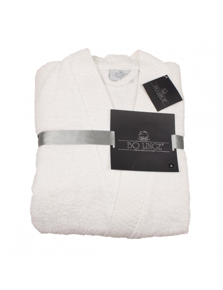 Peignoir adulte 100 % coton blanc Peignoir adulte 100 % coton blanc