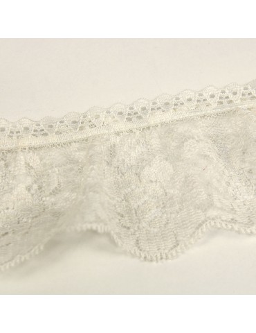 Dentelle rachel froncée 6 mm blanc