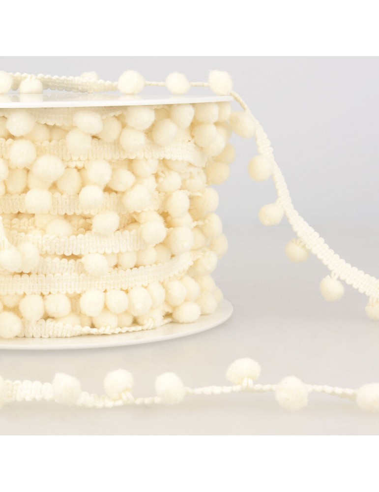 Galon petits pompons 10 mm beige Galon petits pompons 10 mm beige