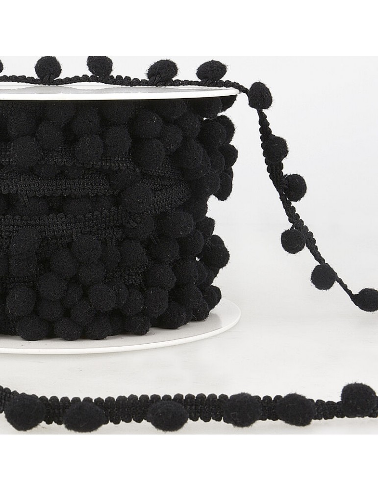 Galon petits pompons 10 mm noir Galon petits pompons 10 mm noir