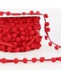 Galon petits pompons 10 mm rouge Galon petits pompons 10 mm rouge