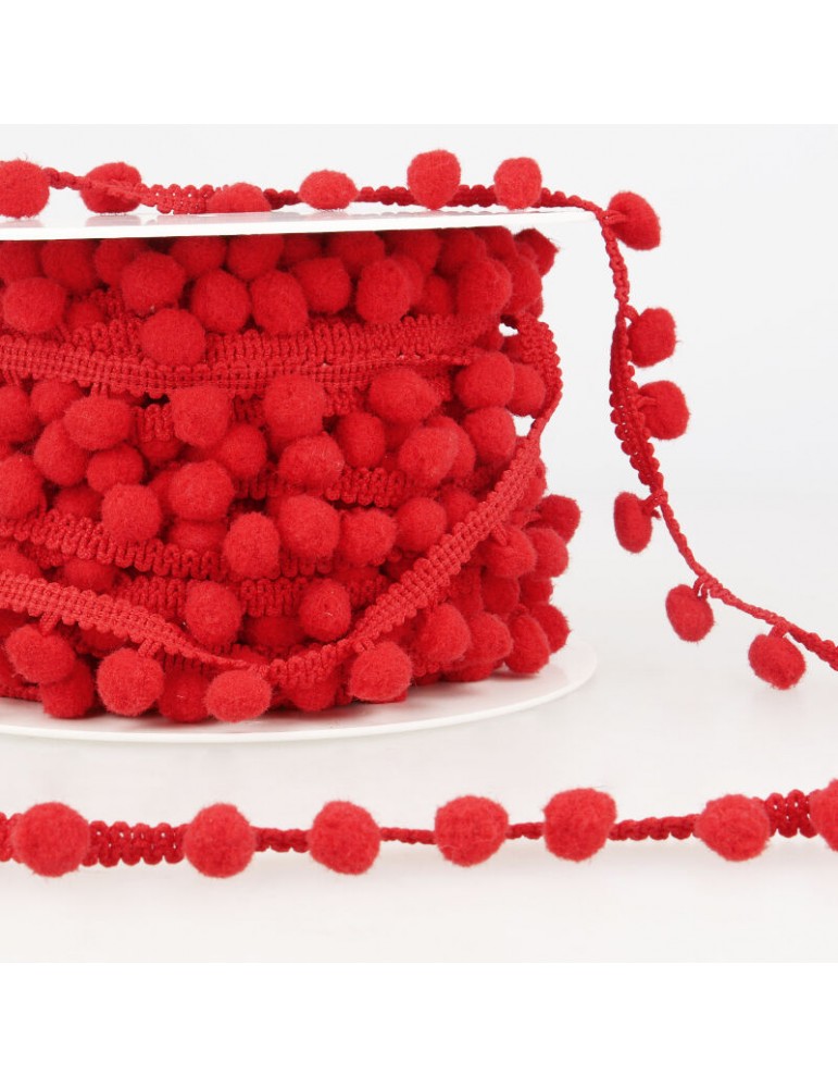 Galon petits pompons 10 mm rouge Galon petits pompons 10 mm rouge