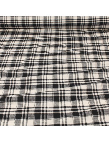 Tissu cretonne quadrillage noir