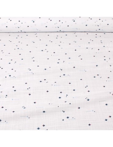 Tissu cretonne espace blanc