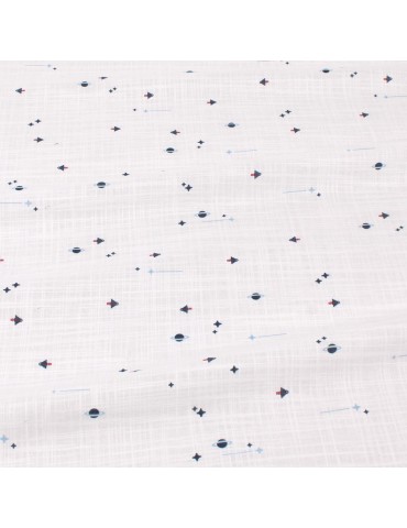 Tissu cretonne espace blanc