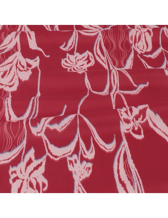 Tissu voile de coton floral rouge
