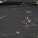 Tissu cretonne fleurs noir