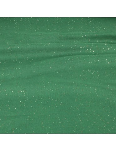 Tissu popeline noël paillette vert