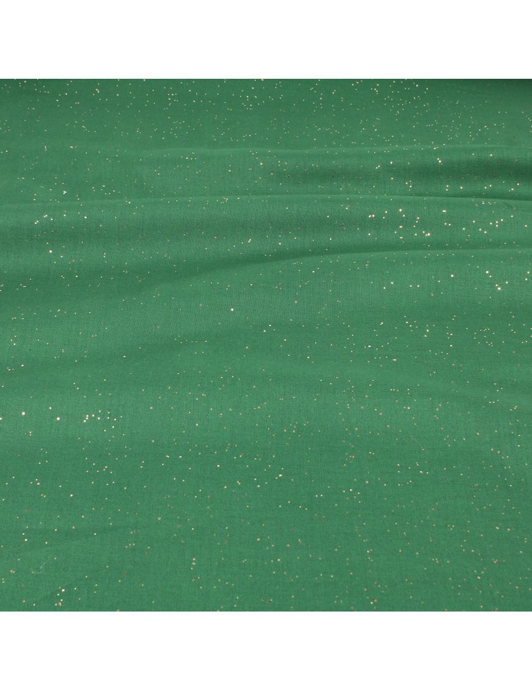 Tissu popeline noël paillette vert Tissu popeline noël paillette vert
