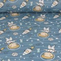 Coupon tissu cretonne astronaute 300 x 150 cm bleu Coupon tissu cretonne astronaute 300 x 150 cm bleu