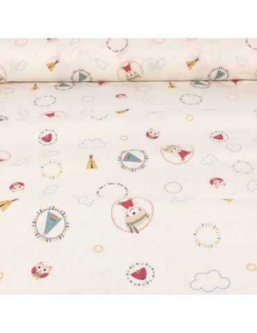 Coupon tissu cretonne tipi rouge 300 x 150 cm