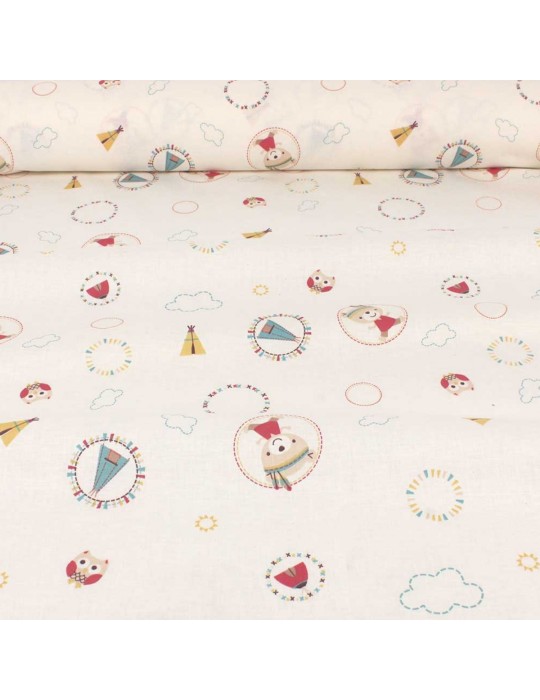 Coupon tissu cretonne tipi rouge 300 x 150 cm